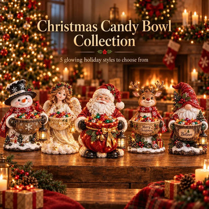 🎄 ✨ Lighted Christmas Candy Bowl Collection – 5 Festive Holiday Designs