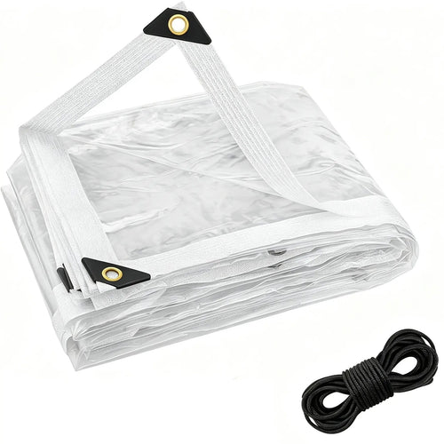RainShield Pro Transparent Outdoor Tarp with Metal Grommets