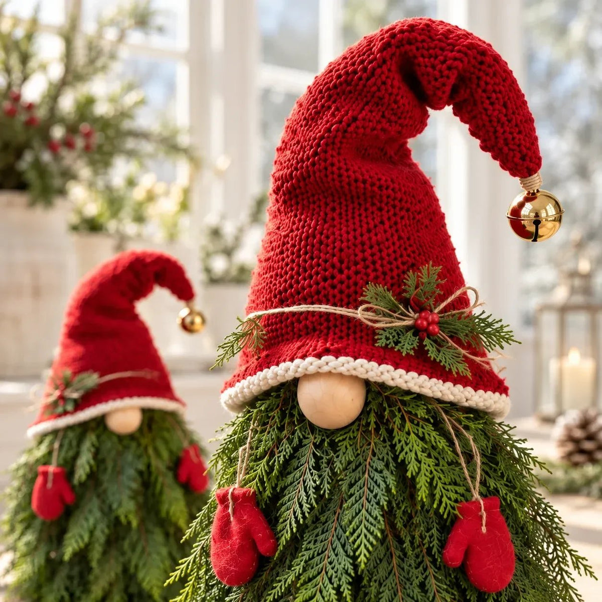 🎄🍄2-Piece Whimsical Winter Gnome Porch Set 2