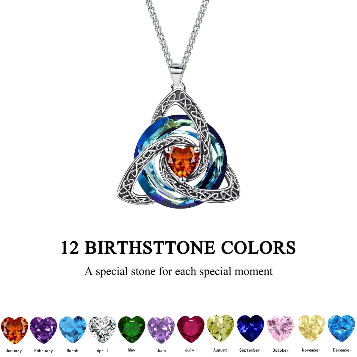 🔥last Day 50% Off - ✝️birthstone Celtic Trinity Knot Necklace ✨