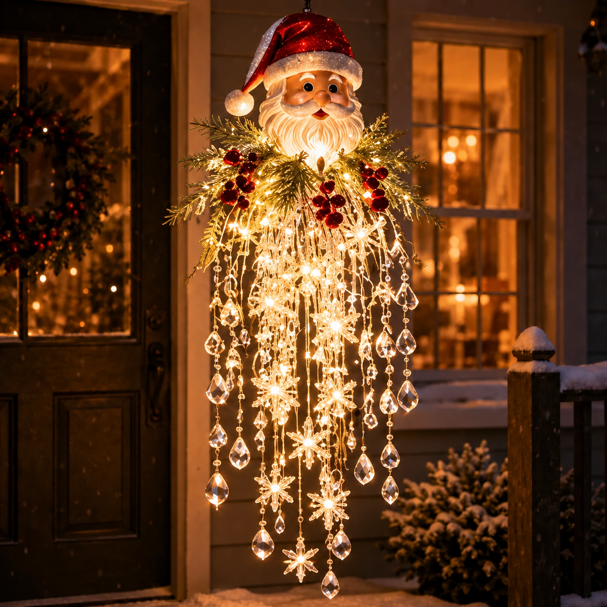 Crystal Cascade Christmas Light™ – Hanging Snowflake & Crystal LED Porch Décor ✨❄️
