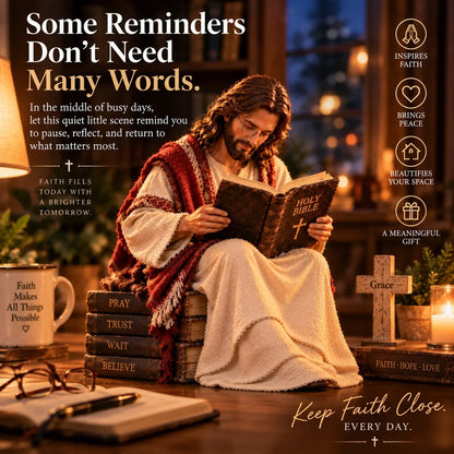 Keep Faith Close – Jesus Reading the Bible Figurine