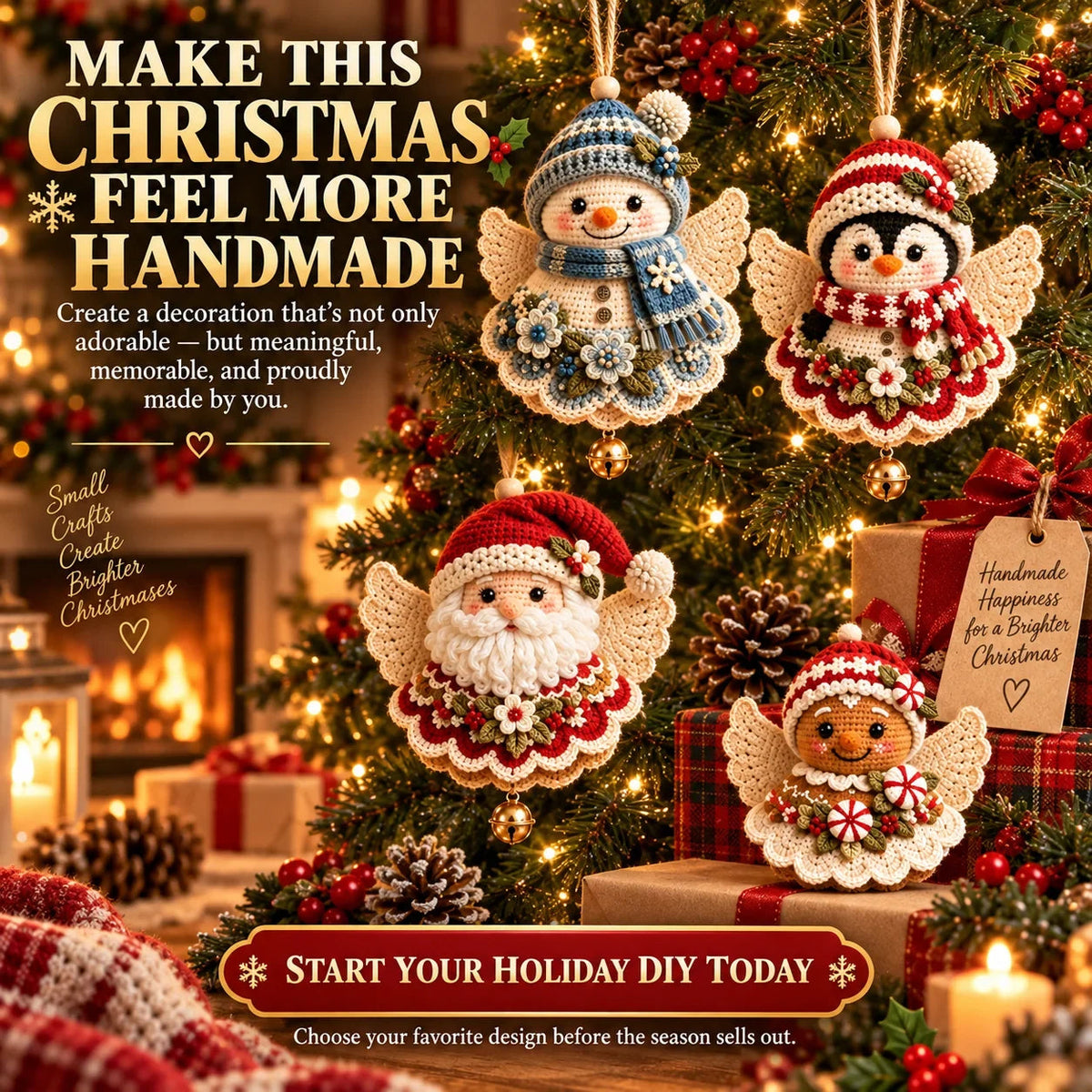 🎄 Diy Crochet Christmas Angel Ornament Kit – Make, Hang & Treasure✨