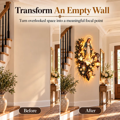 Illuminated Holy Family Floral Wall Decor