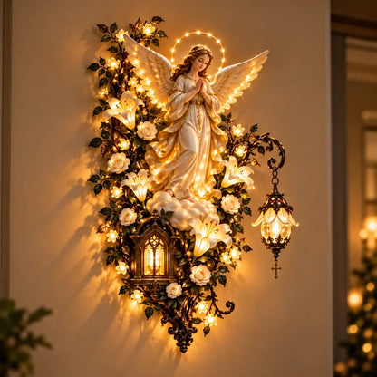Illuminated Holy Family Floral Wall Decor