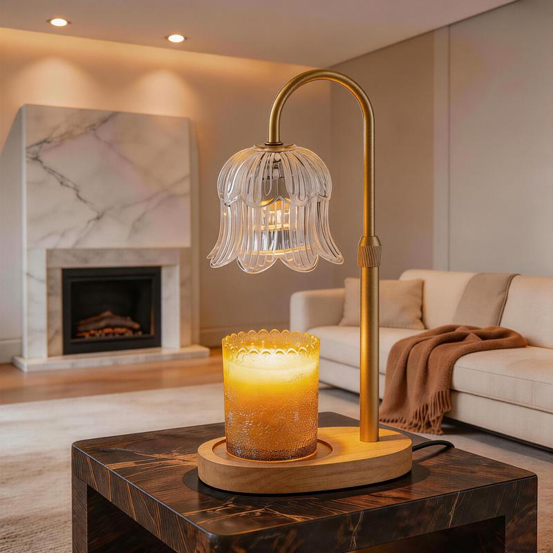 Vintage Flower Candle Warmer Lamp — Timer & Brightness Control