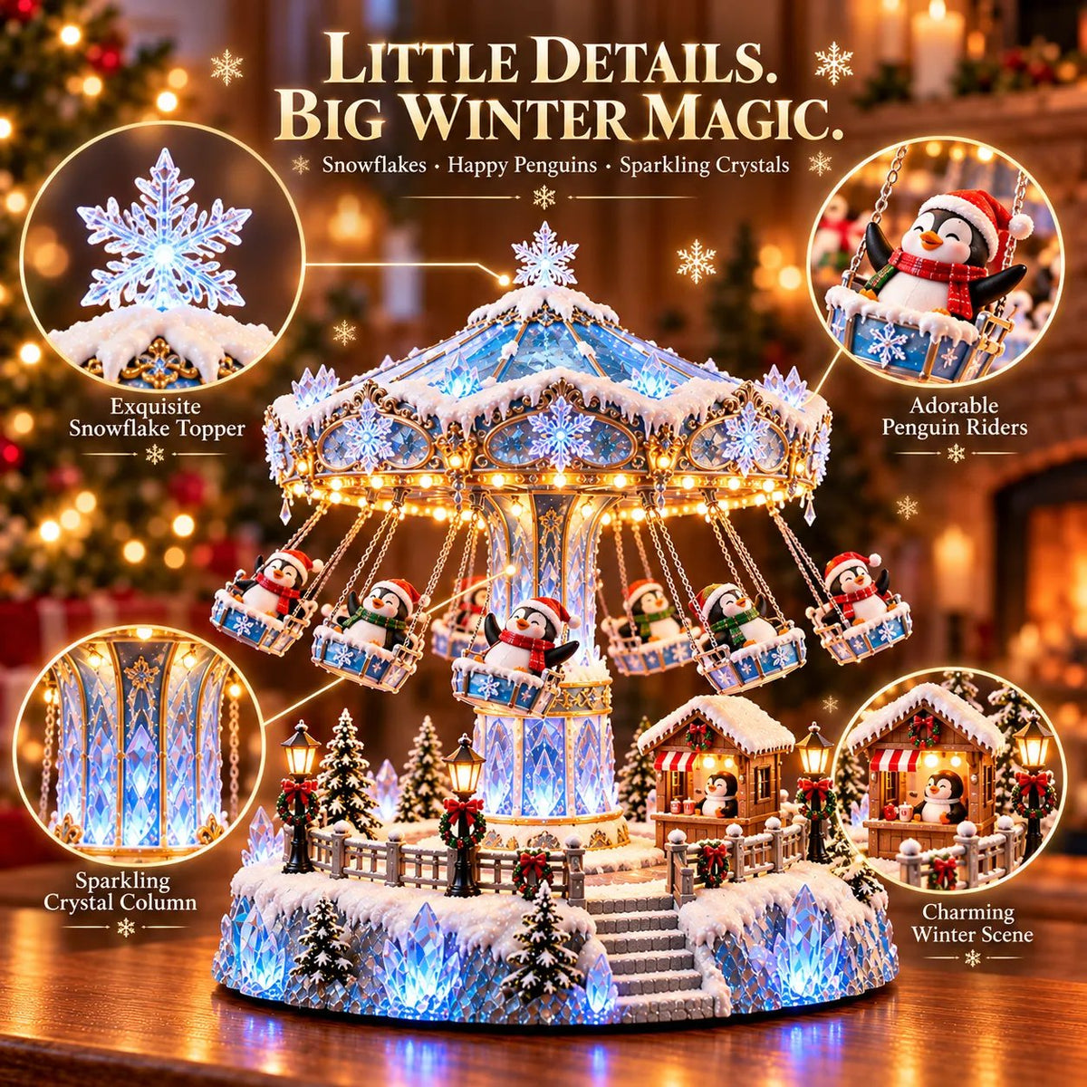 Penguin Winter Swing Carnival – Lighted Rotating Decoration – product view 8