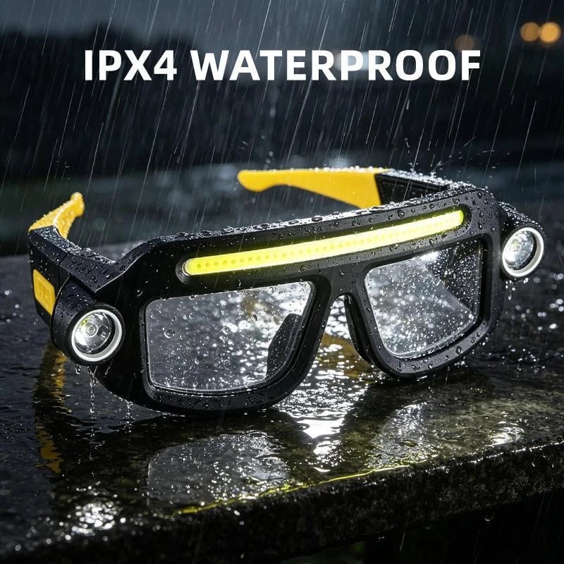💡 Hands-Free LED Light Glasses | Wide Front Light + Focused Side Beams for DIY, Repairs, Fishing & Camping