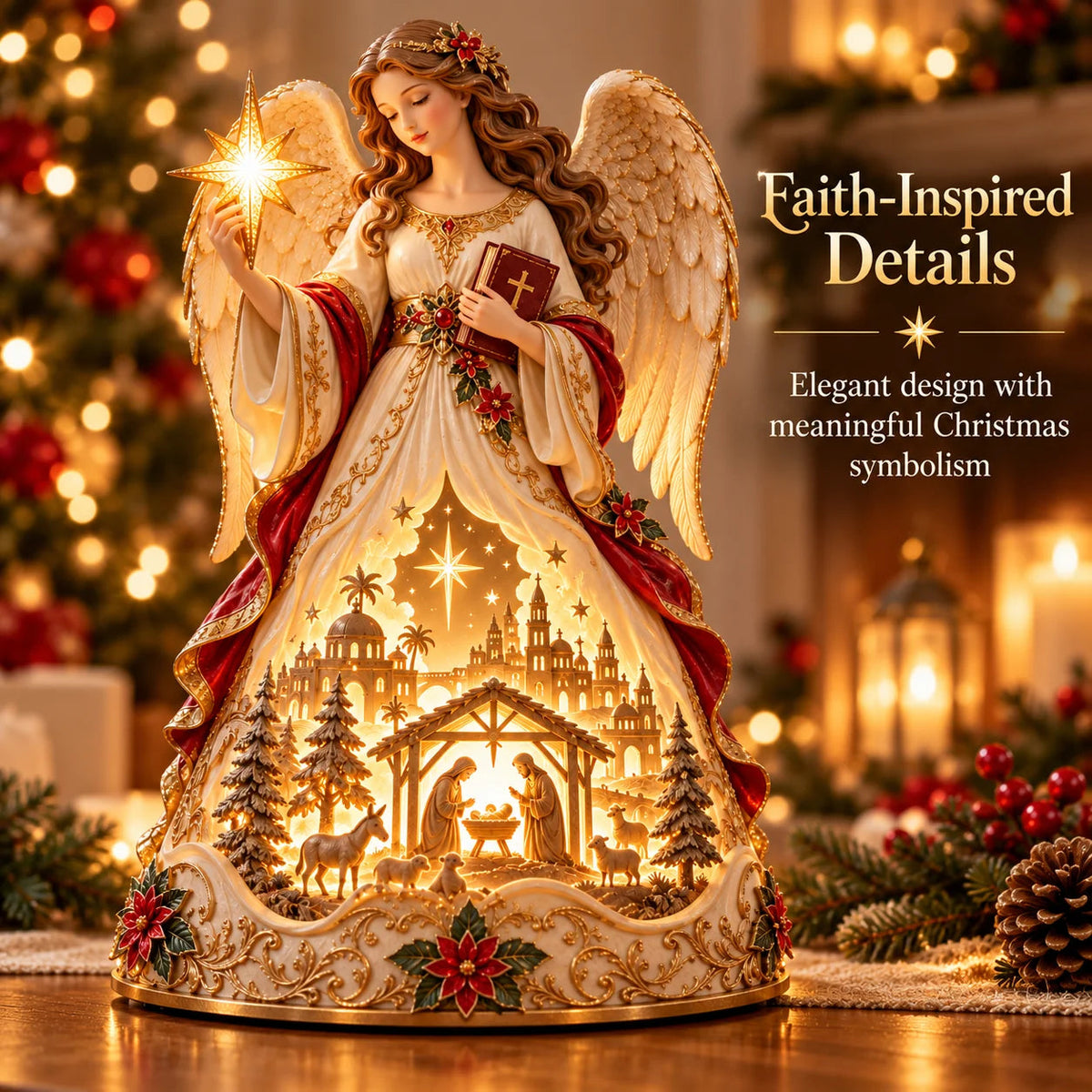 ✨ Angel of Bethlehem Glow™ – Lighted Nativity Christmas Table Decor
