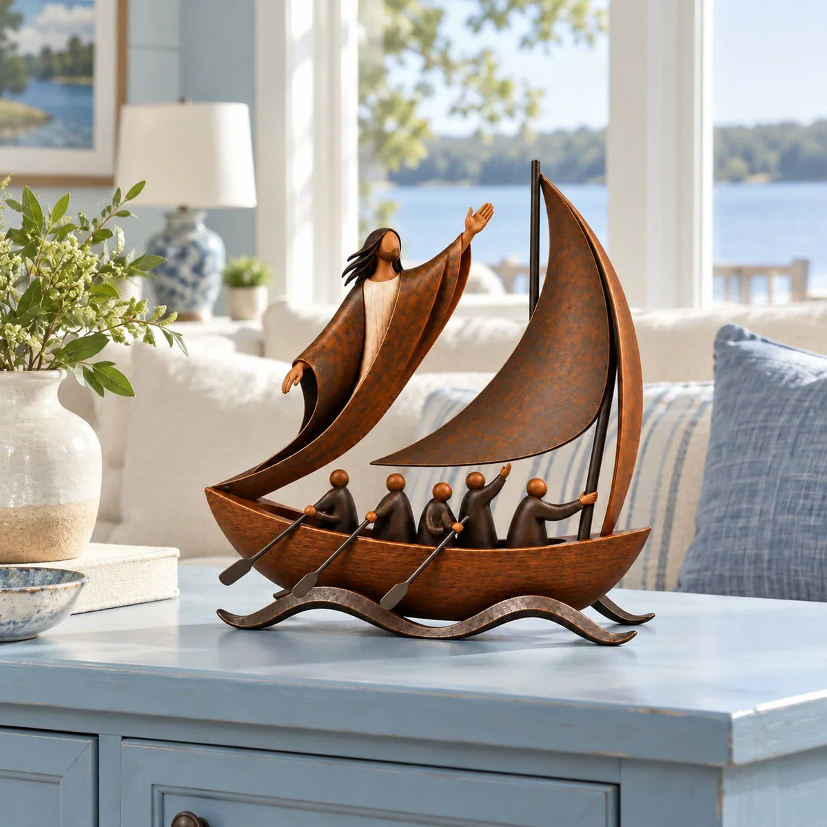 Peace in the Storm – Faith Sailboat Sculpture – product view 1