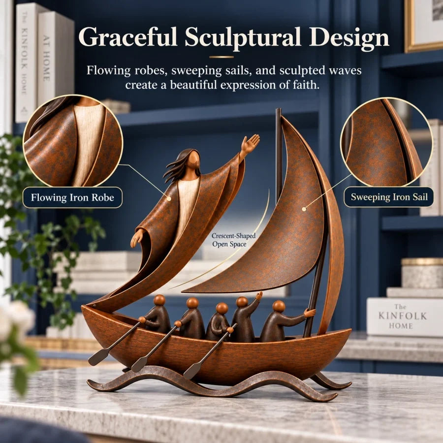 Peace in the Storm – Faith Sailboat Sculpture – product view 8