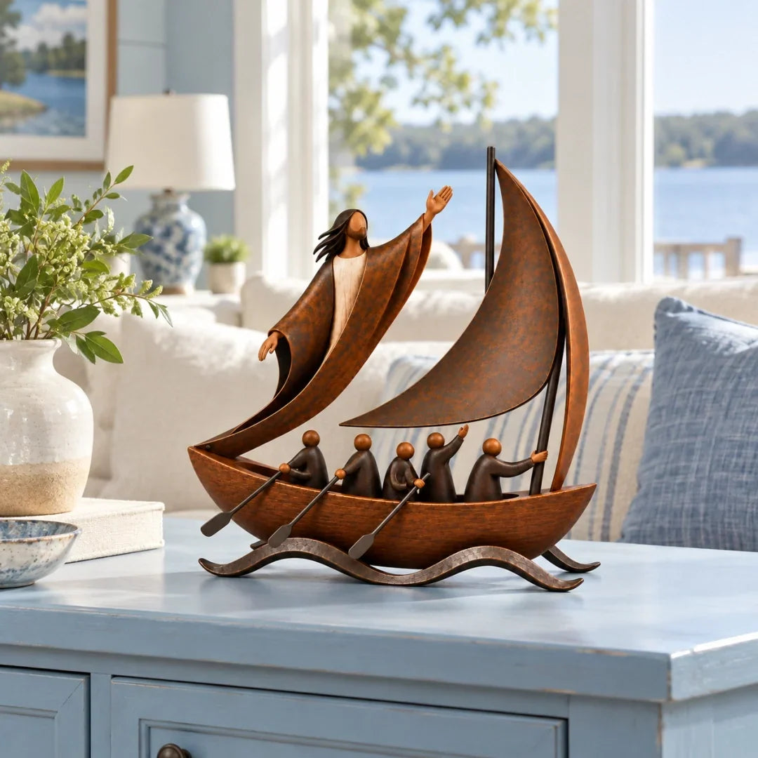 Peace in the Storm – Faith Sailboat Sculpture – product view 11