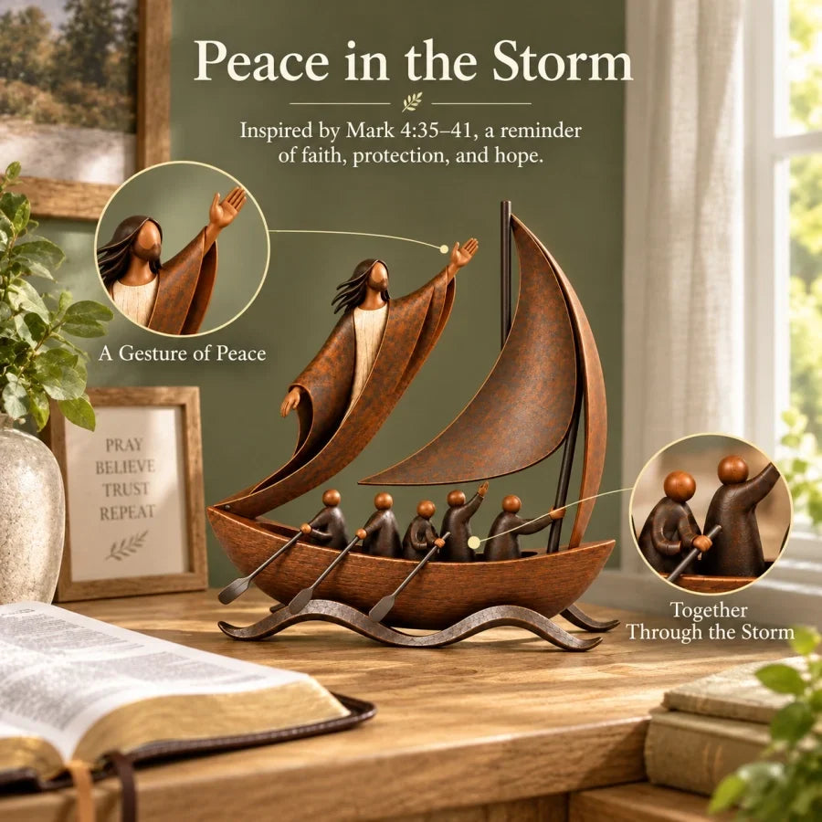 Peace in the Storm – Faith Sailboat Sculpture – product view 7