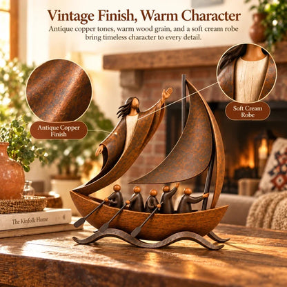 Peace in the Storm – Faith Sailboat Sculpture – product view 6