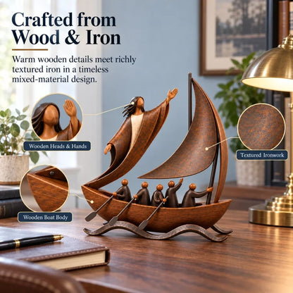 Peace in the Storm – Faith Sailboat Sculpture – product view 4