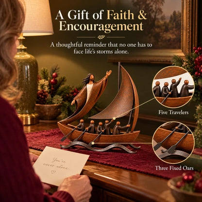 Peace in the Storm – Faith Sailboat Sculpture – product view 5
