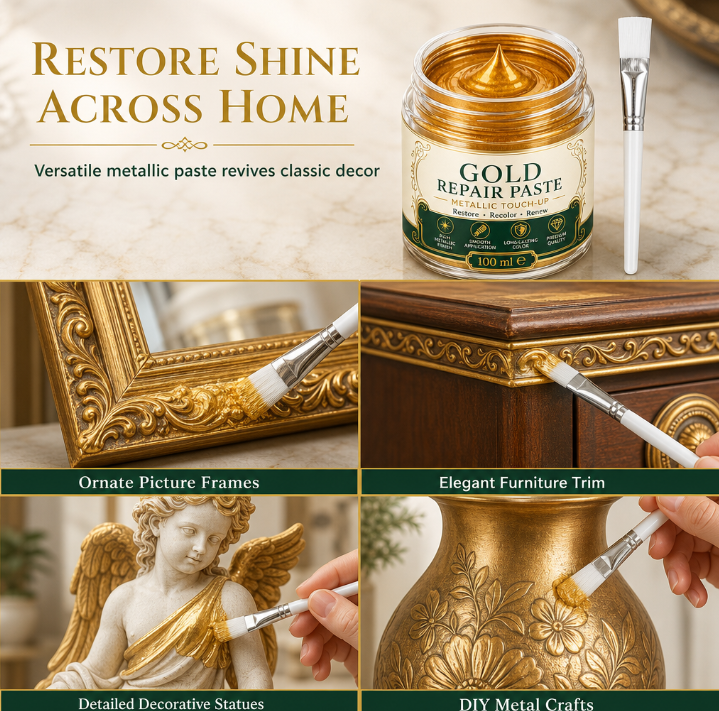 ✨ Metallic Gold Refinishing Paste – Restore Shine & Refresh Décor❄️