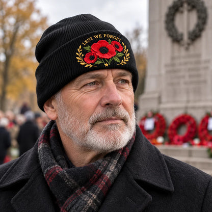 Poppy Embroidered Remembrance Beanie – product view 1
