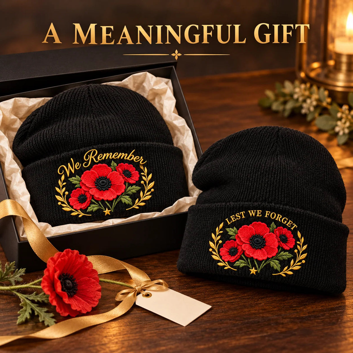 Poppy Embroidered Remembrance Beanie – product view 3