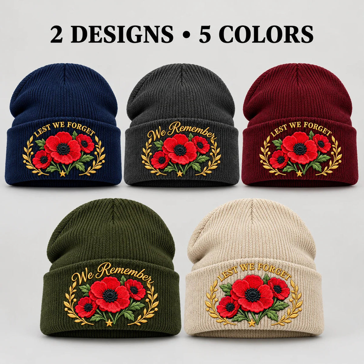 Poppy Embroidered Remembrance Beanie – product view 5