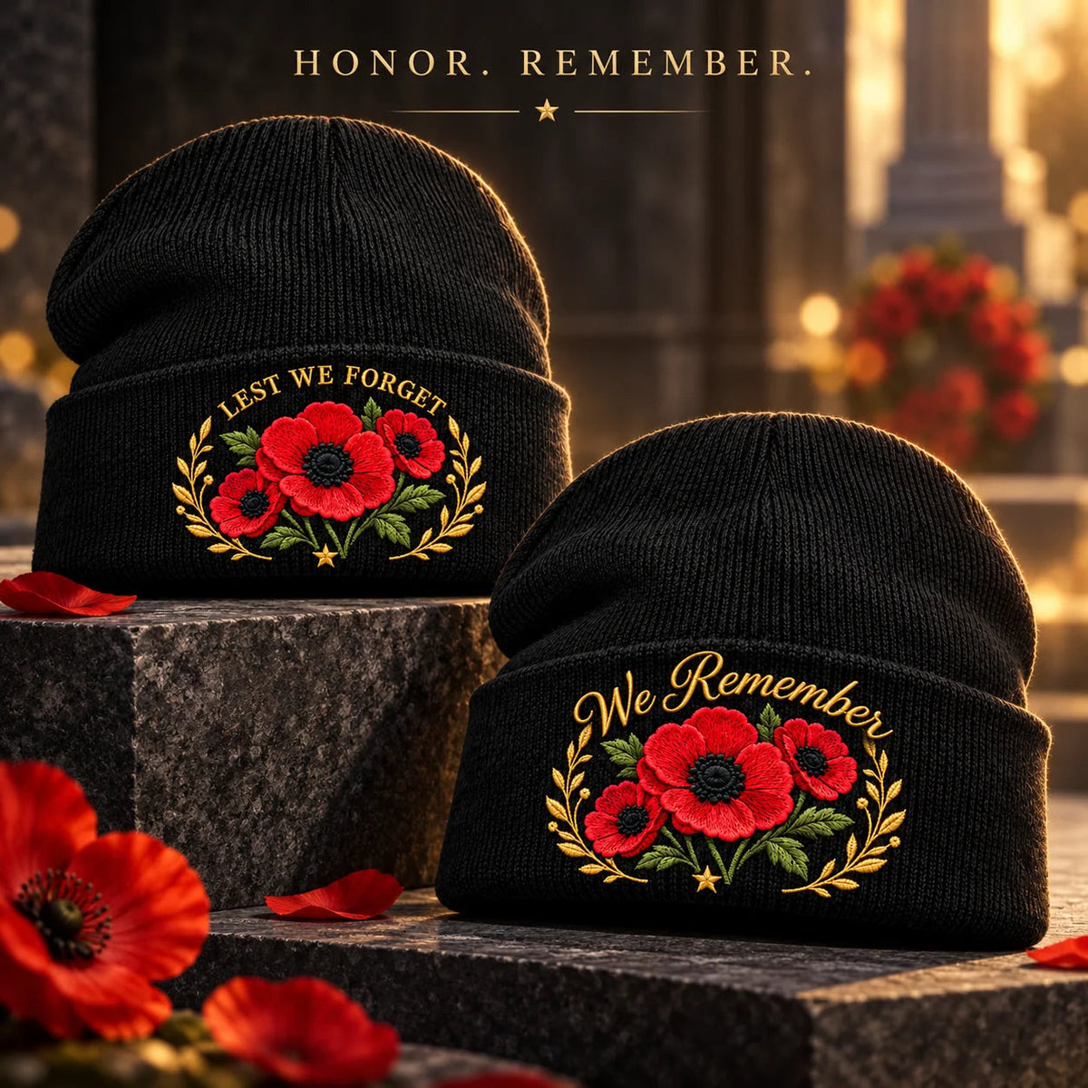 Poppy Embroidered Remembrance Beanie – product view 7