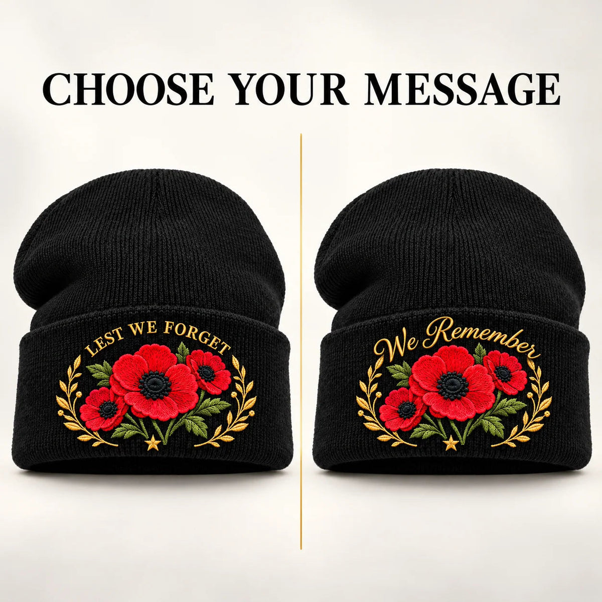 Poppy Embroidered Remembrance Beanie – product view 8