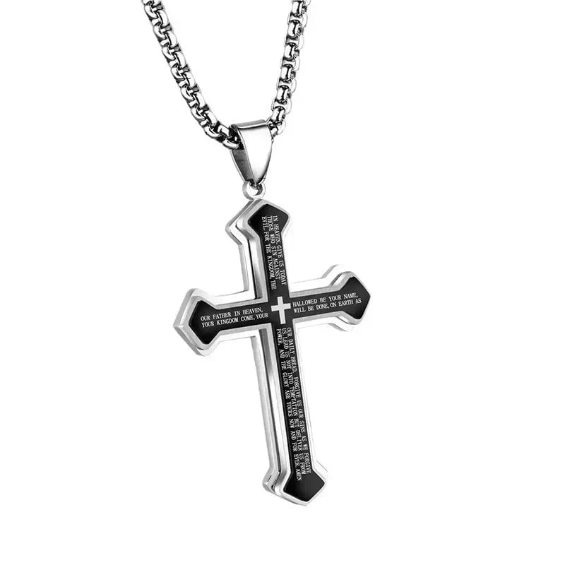 Lord's Prayer Layered Cross Necklace – product view 7