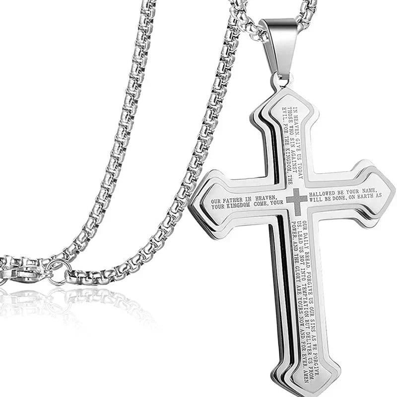 Lord's Prayer Layered Cross Necklace – product view 8