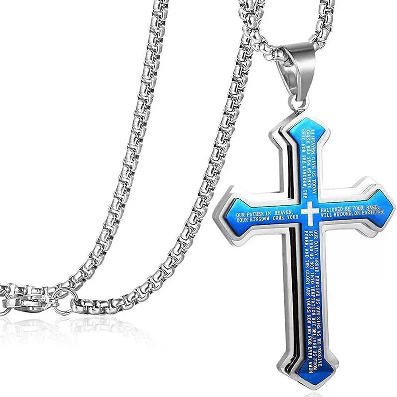 Lord's Prayer Layered Cross Necklace – product view 10