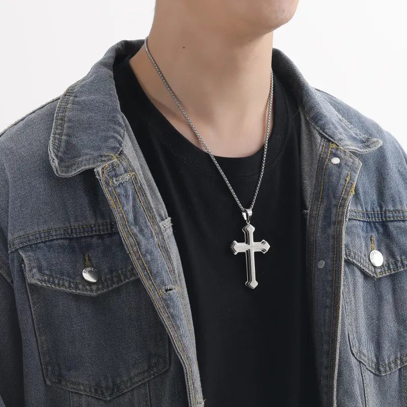 Lord's Prayer Layered Cross Necklace – product view 4