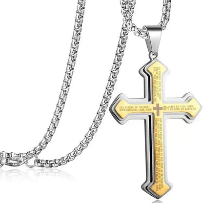 Lord's Prayer Layered Cross Necklace – product view 9
