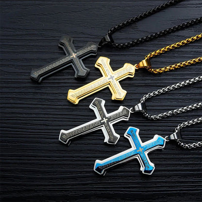 Lord's Prayer Layered Cross Necklace – product view 2