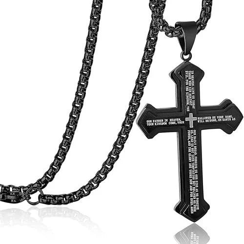 Lord's Prayer Layered Cross Necklace – product view 11