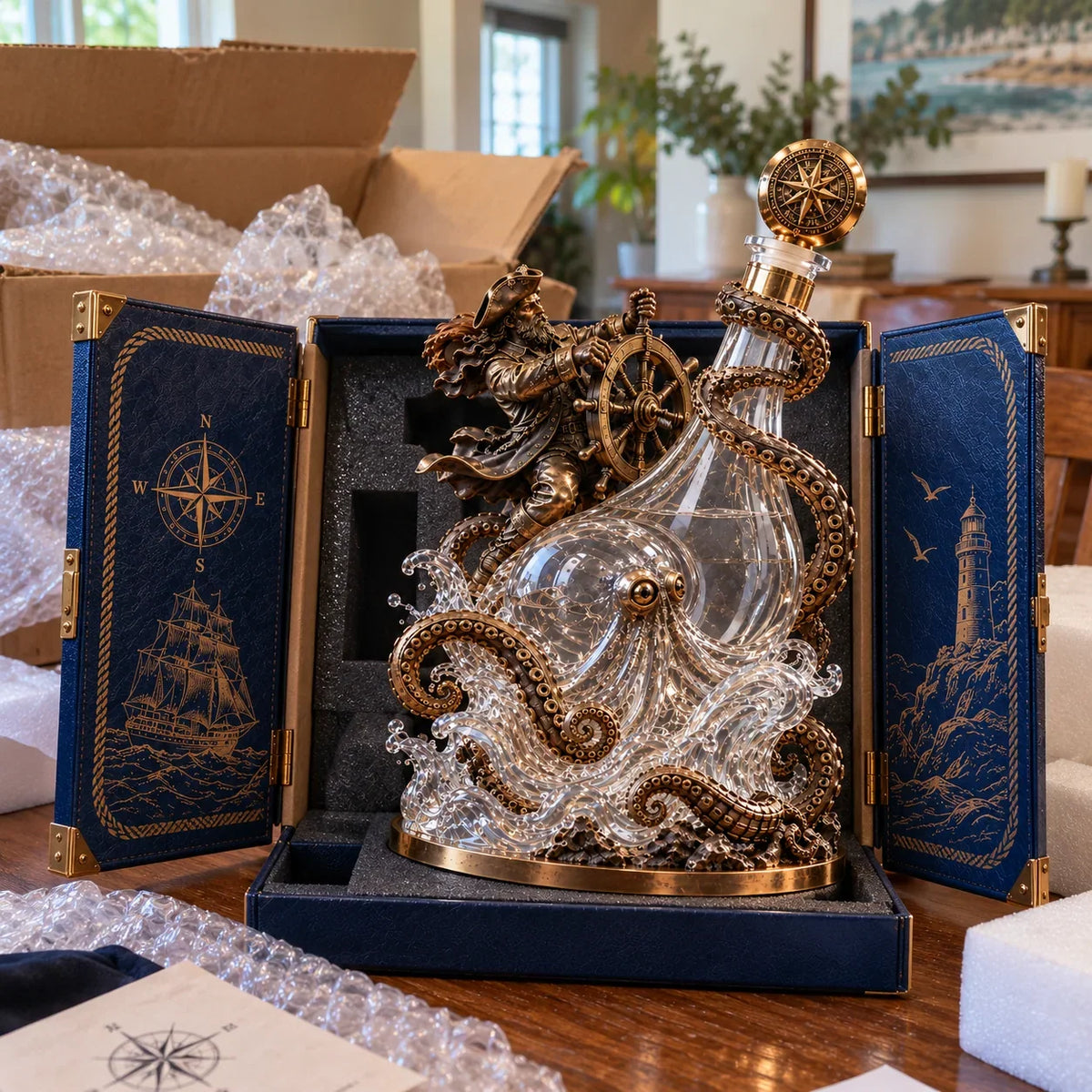 ⚓ Stormbound Captain & Deep-Sea Octopus Whiskey Decanter – 2026 Nautical Collector’s Edition 🥃