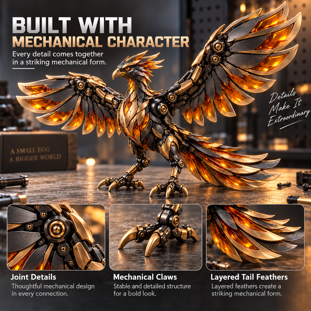 Black & Gold Phoenix Transforming Egg