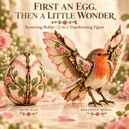Rosewing Robin Transforming Egg – Floral Mechanical Bird – view 3