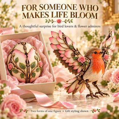 Rosewing Robin Transforming Egg – Floral Mechanical Bird – view 6