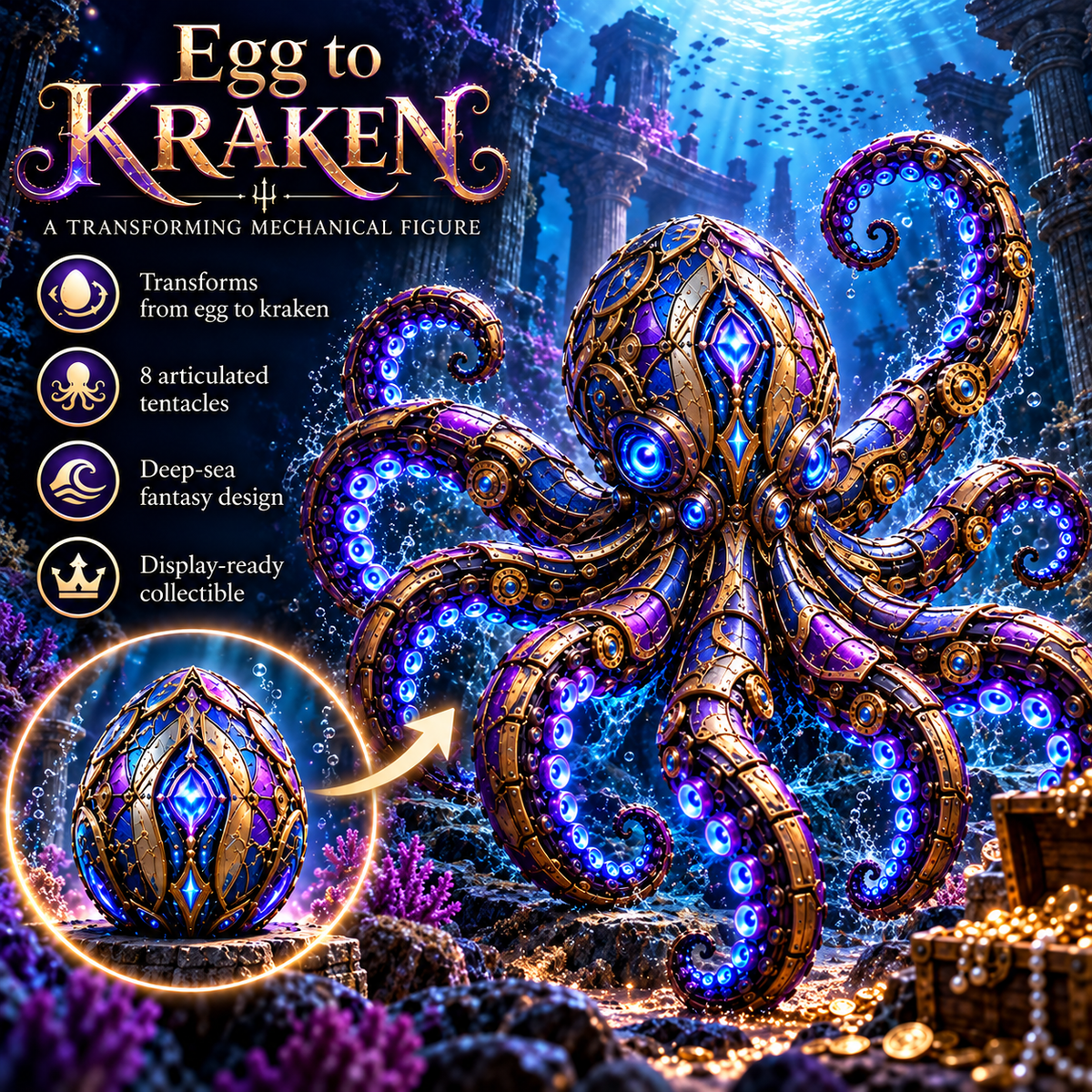 Mechanical Kraken Transforming Egg – Deep-Sea Figure – view 1