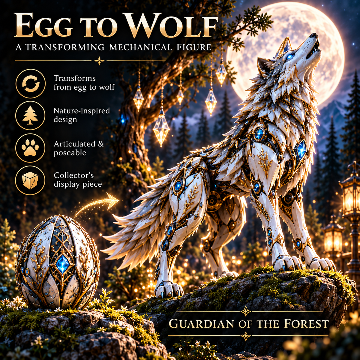 Mechanical Wolf Transforming Egg – Forest Guardian Figure – view 1