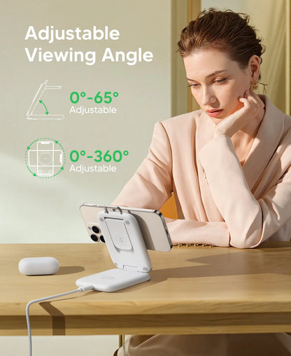 🔥Hot Sale Deals-3-in-1 Foldable Magnetic Wireless Charger Stand