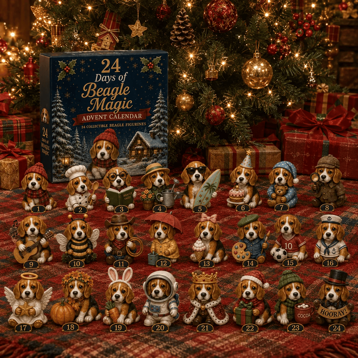 🐶🎄Beagle Magic Advent Calendar 2026 – 24 Days of Unique Beagle Miniature Collectibles, 24 Cute Holiday