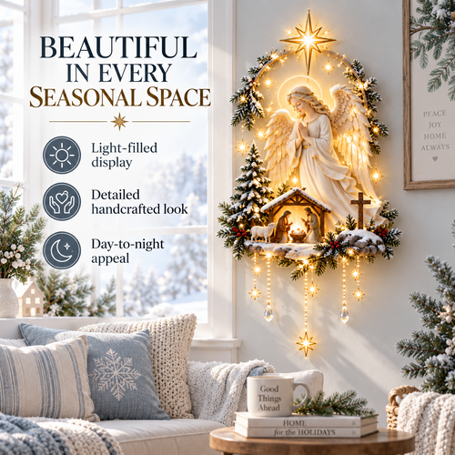 👼49% OFF - Angel Over Bethlehem™ – Lighted Nativity Wall Decor
