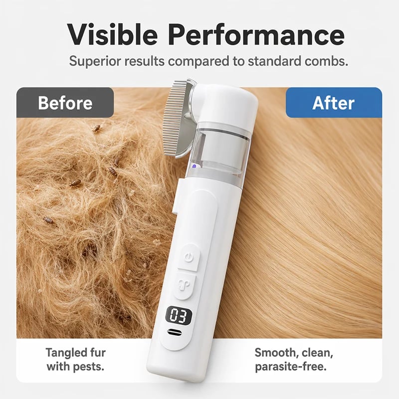 ⏰LIMITED TIME PRICE & FREE SHIPPING🔥Electric Pet Grooming Comb🐕Keep your furry friends away from mites, fleas and tangled fur！