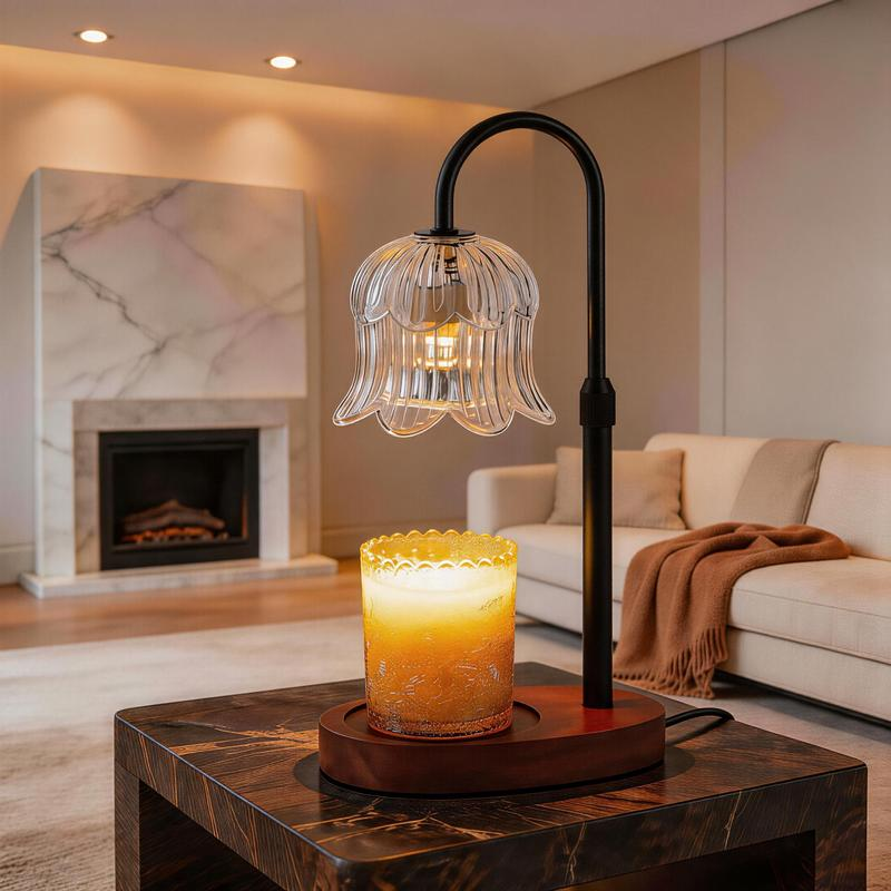 Vintage Flower Candle Warmer Lamp — Timer & Brightness Control