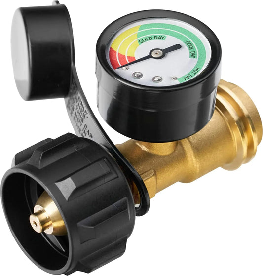 Universal Propane Tank Gauge for 5-40 Pound LP Tanks | Gas Level Indicator for Grill, Heater, RV Camper, QCC1/Type 1 Connection