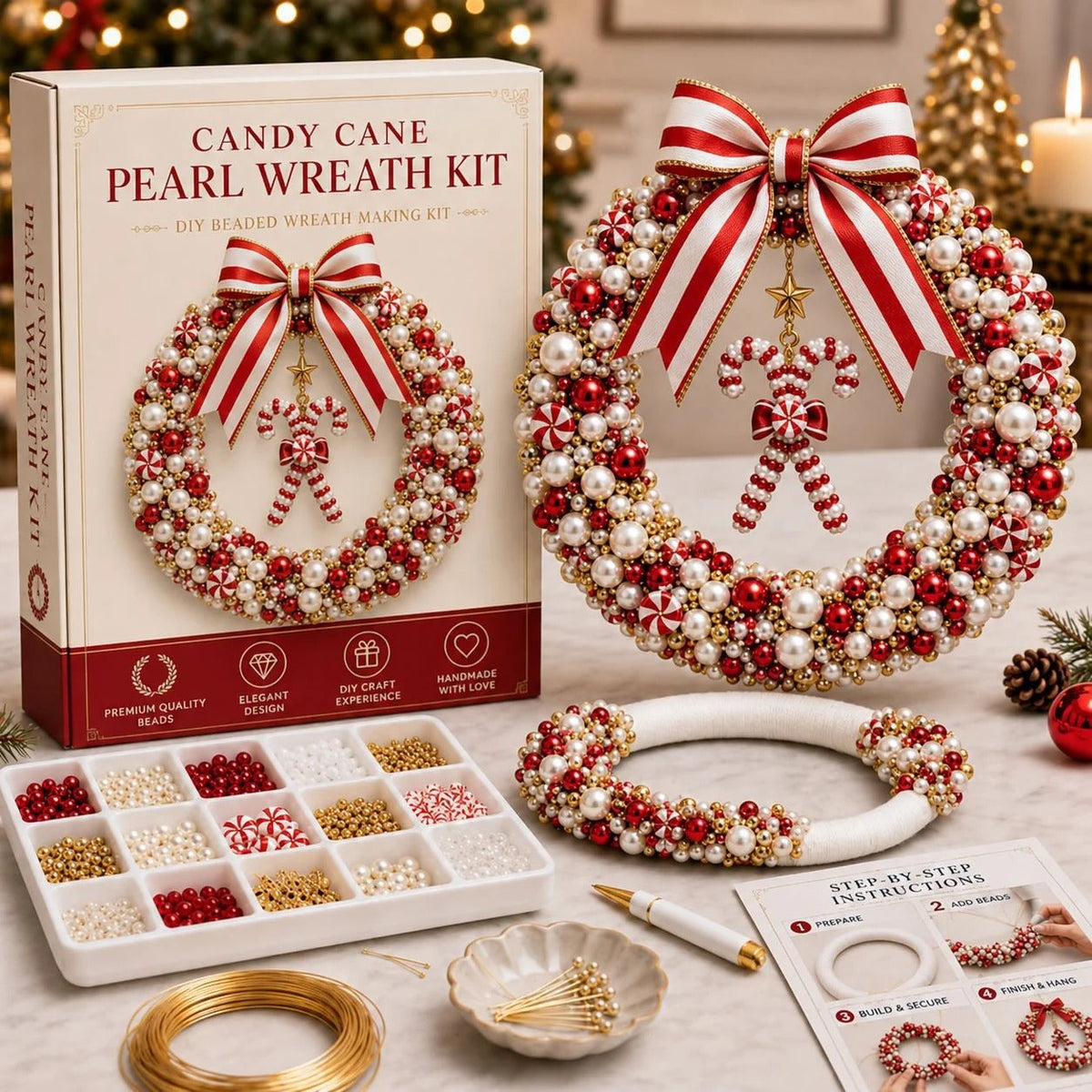 Christmas Pearl Wreath DIY Kit