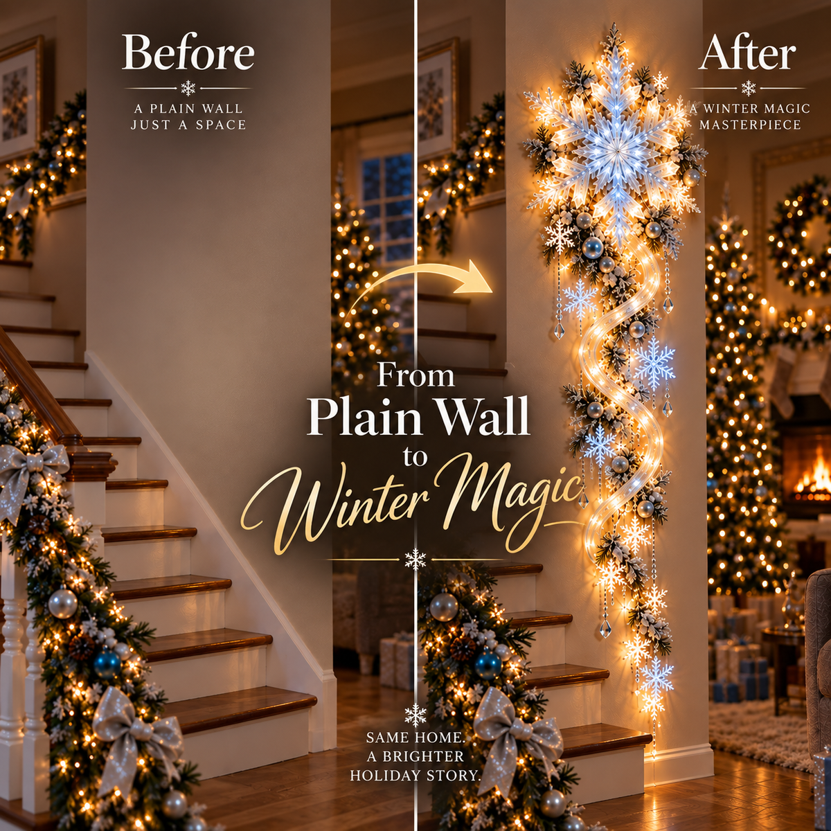 ❄️Giant Snowflake Blizzard Trail- Let the Snowstorm Glow Indoors