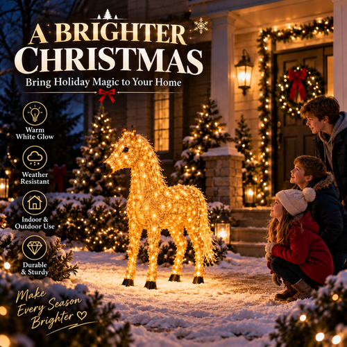 Light-Up Christmas Horse & Foal – Warm White Holiday Display