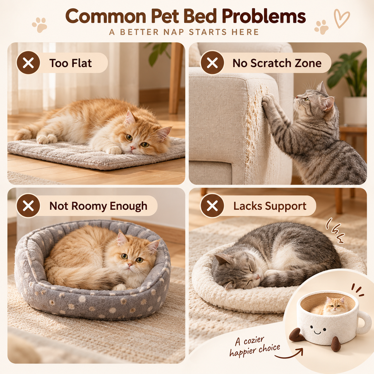 🐾 Limited-time 50% off — Teacup cat bed & scratcher