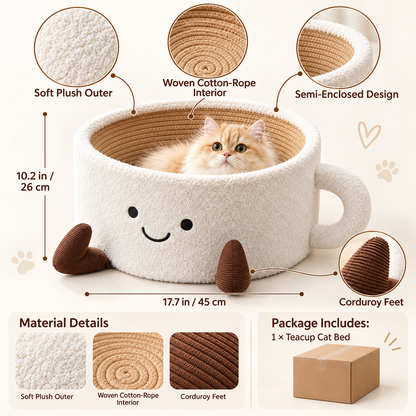 🐾 Limited-time 50% off — Teacup cat bed & scratcher